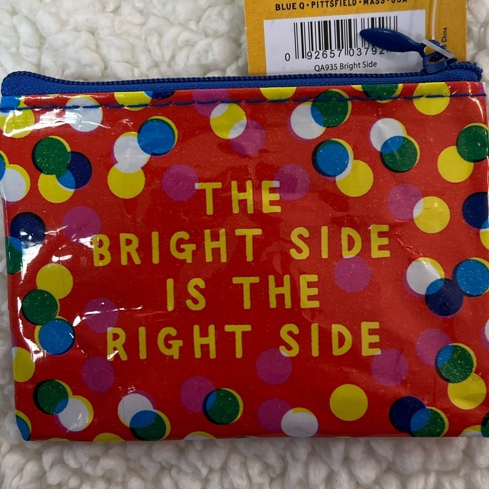 Blue Q "The Bright Side Is The Right Side" Coin Purse Storage Bag - Picture 3 of 4